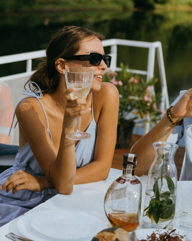 Enjoying wine