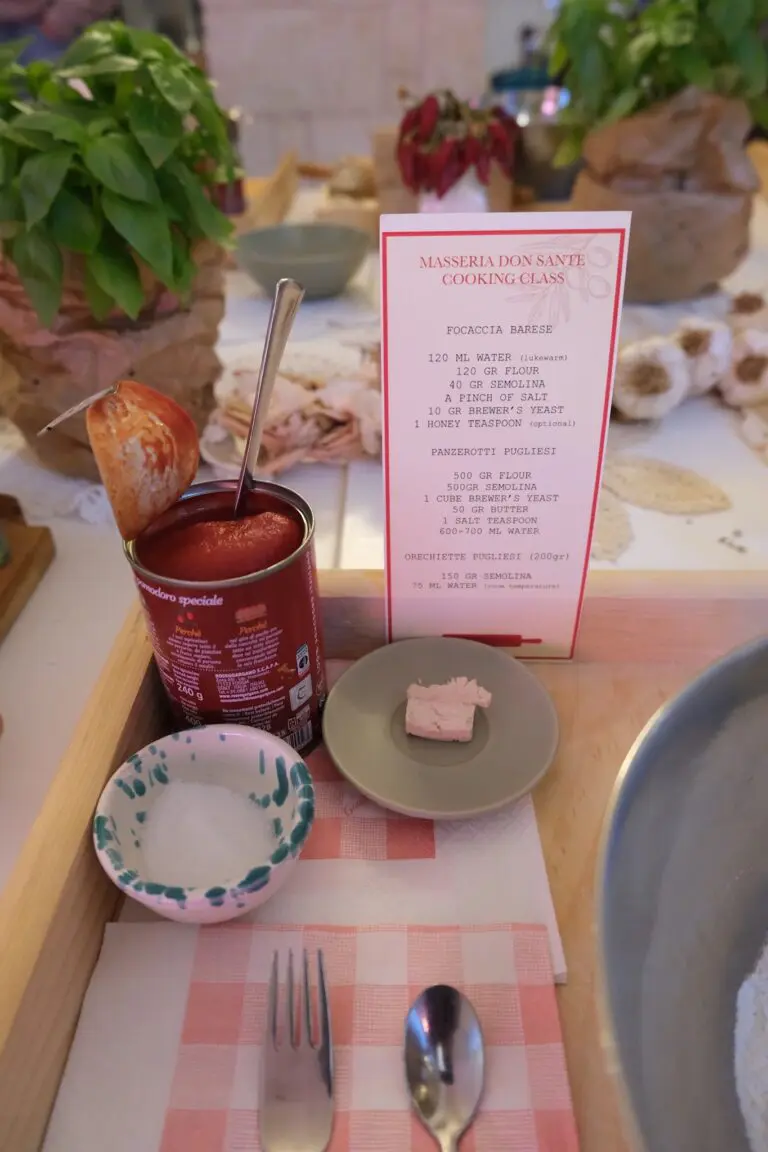 ingredients for a cooking class in Puglia, Italy