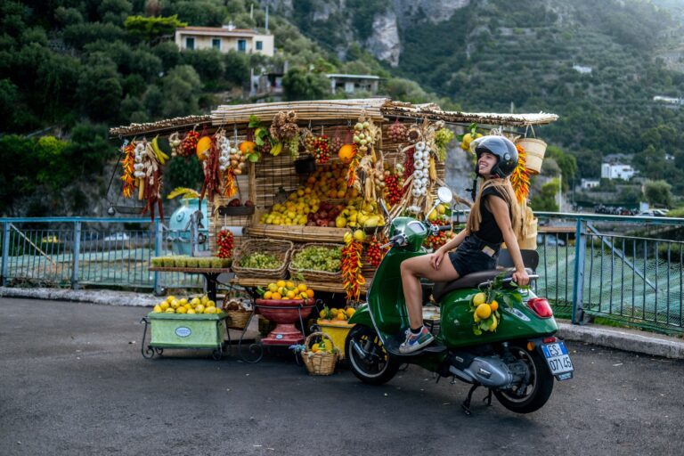 Little stand with fresh fruit juices in Amalfi